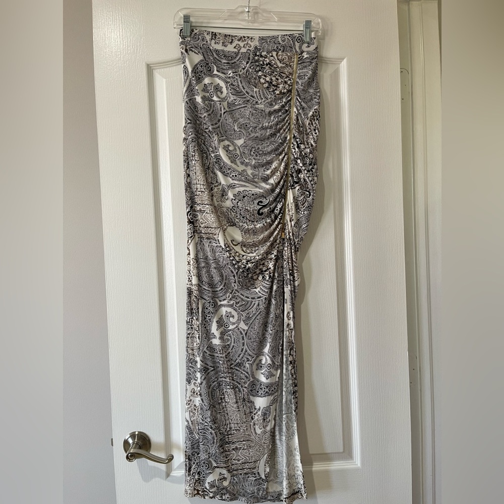 Black & White Sexy Long Slit Skirt